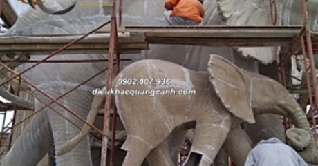 Công Trình Bầy Voi Khổng Lồ Nhựa Composite Đang Hoàn Thiện