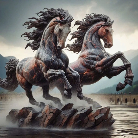 mô hình 3D ngựa với hoa văn trang trí